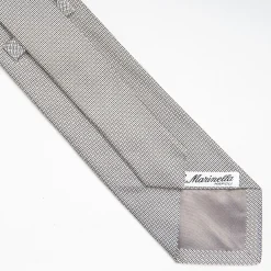 Light Grey Ceremonial Jacquard Silk Tie - Small Geometric Pattern