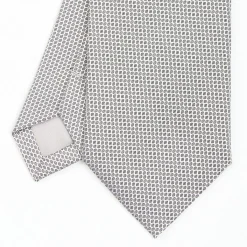 Light Grey Ceremonial Jacquard Silk Tie - Small Geometric Pattern
