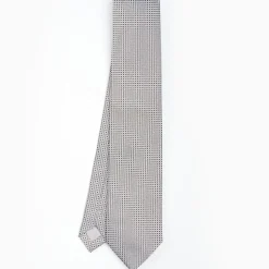 Light Grey Ceremonial Jacquard Silk Tie - Small Geometric Pattern