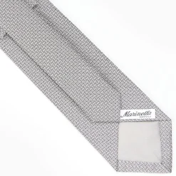 Light Grey Ceremonial Jacquard Silk Tie - Small Geometric Pattern