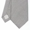 Light Grey Ceremonial Jacquard Silk Tie - Small Geometric Pattern