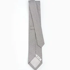 Light Grey Ceremonial Jacquard Silk Tie - Small Geometric Pattern