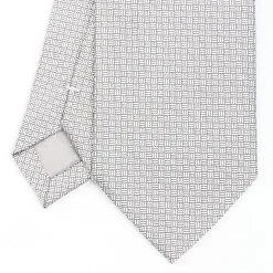 Light Grey Ceremonial Jacquard Silk Tie - Small Geometric Pattern