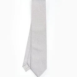 Light Grey Ceremonial Jacquard Silk Tie - Small Geometric Pattern