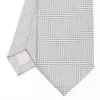 Light Grey Ceremonial Jacquard Silk Tie - Small Geometric Pattern