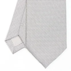 Light Grey Ceremonial Jacquard Silk Tie - Small Geometric Pattern