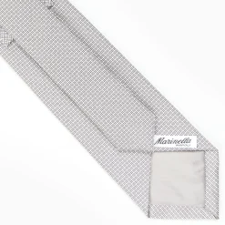 Light Grey Ceremonial Jacquard Silk Tie - Small Geometric Pattern