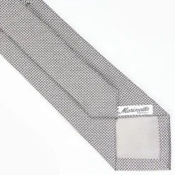 Light Grey Ceremonial Jacquard Silk Tie - Small Geometric Pattern