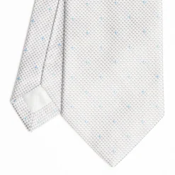 Light Grey Ceremonial Jacquard Silk Tie - Polka Dot Pattern