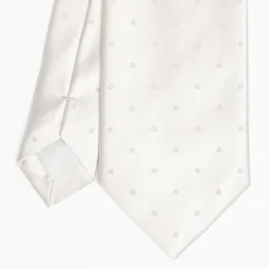 Light Grey Cerimonial Silk Satin Tie Polka Dot Pattern