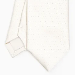 Light Grey Cerimonial Silk Satin Tie Small Polka Dot Pattern