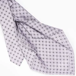 Light Grey 5 Fold Sartorial Silk Tie - Small Flower Pattern