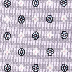 Light Grey 5 Fold Sartorial Silk Tie - Small Flower Pattern