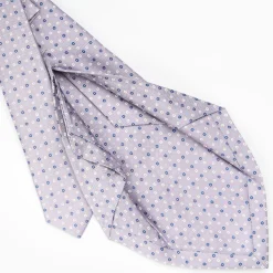 Light Grey 5 Fold Sartorial Silk Tie - Small Flower Pattern