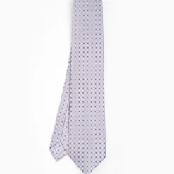 Light Grey 5 Fold Sartorial Silk Tie - Small Flower Pattern
