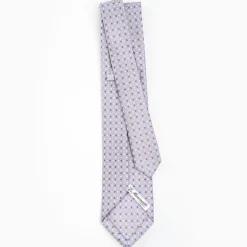 Light Grey 5 Fold Sartorial Silk Tie - Small Flower Pattern