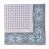 Light Grey Hand-Printed Silk Pocket Square - Small Flower Pattern