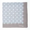 Light Grey Hand-Printed Silk Pocket Square Large Flower Pattern
