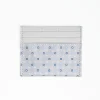 Light Grey Leather And Silk Credit Card Holder 5 Compartments