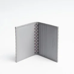 Light Grey Leather Folding Card Holder - 10 Compartments