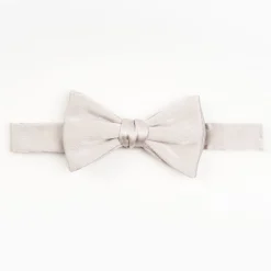Light Grey Pre-Knotted Silk Satin Bowtie - Solid Color