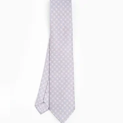Light Grey Sartorial Classic Silk Tie - Small Flower Pattern
