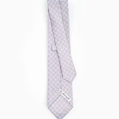 Light Grey Sartorial Classic Silk Tie - Small Flower Pattern