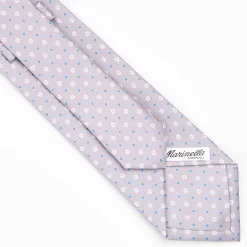 Light Grey Sartorial Classic Silk Tie - Small Flower Pattern