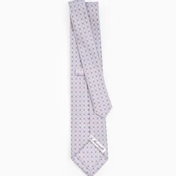 Light Grey Sartorial Classic Silk Tie - Small Flower Pattern