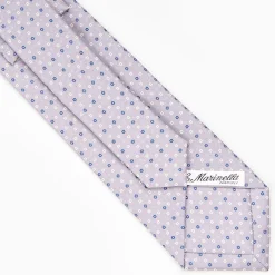 Light Grey Sartorial Classic Silk Tie - Small Flower Pattern