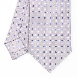 Light Grey Sartorial 7 Cm Silk Tie - Small Flower Pattern