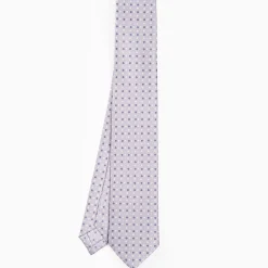 Light Grey Sartorial 7 Cm Silk Tie - Small Flower Pattern