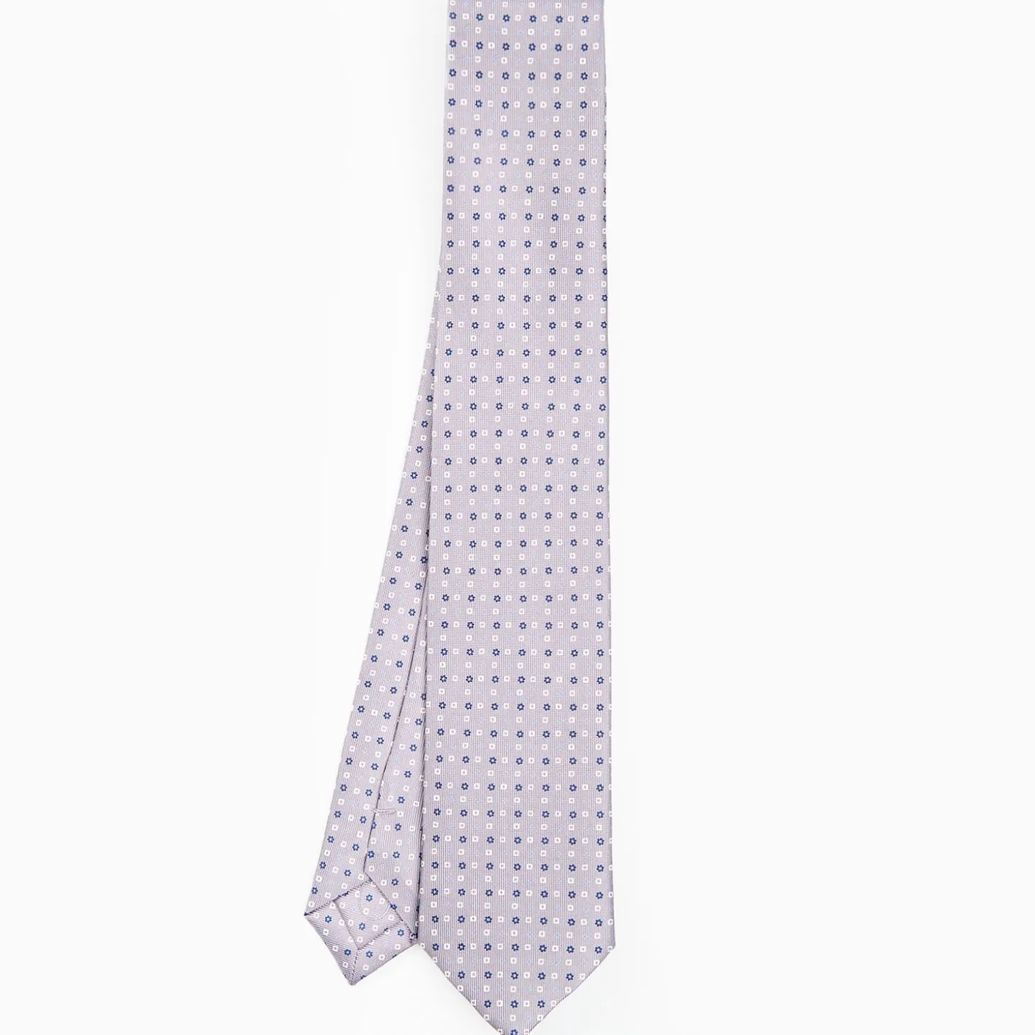 Light Grey Sartorial 7 Cm Silk Tie - Small Flower Pattern