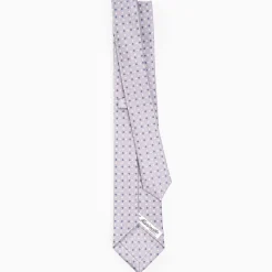 Light Grey Sartorial 7 Cm Silk Tie - Small Flower Pattern