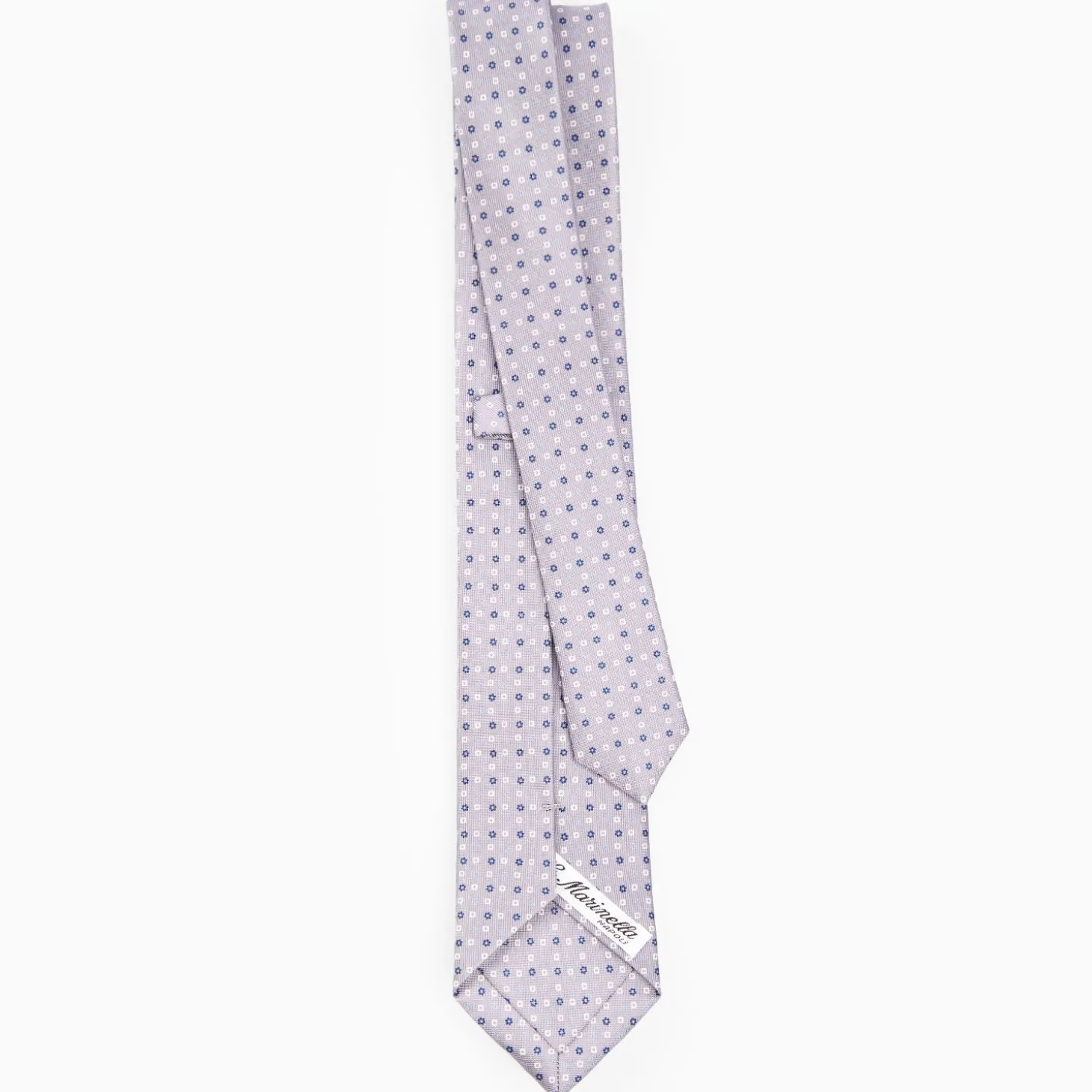 Light Grey Sartorial 7 Cm Silk Tie - Small Flower Pattern