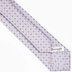 Light Grey Sartorial 7 Cm Silk Tie - Small Flower Pattern