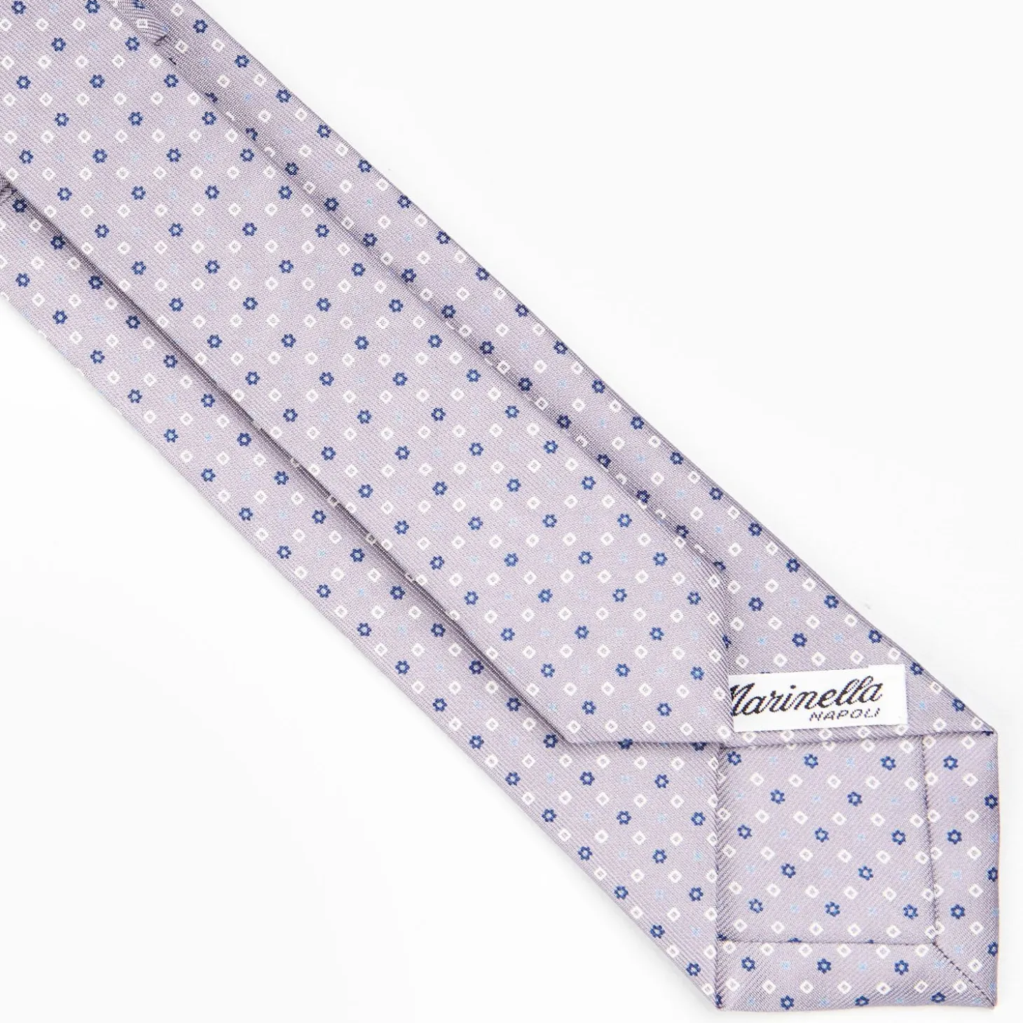 Light Grey Sartorial 7 Cm Silk Tie - Small Flower Pattern