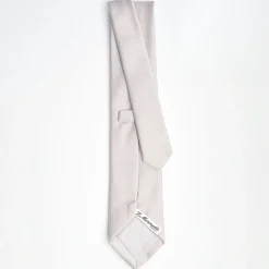 Light Grey Sartorial Jacquard Silk Tie - Solid Colours
