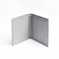 Light Grey Small Wallet In Silk And Leather