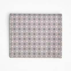 Light Grey Small Wallet In Silk And Leather