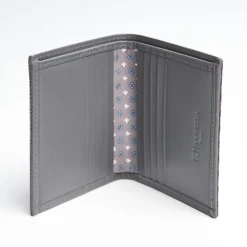 Light Grey Small Wallet In Silk And Leather