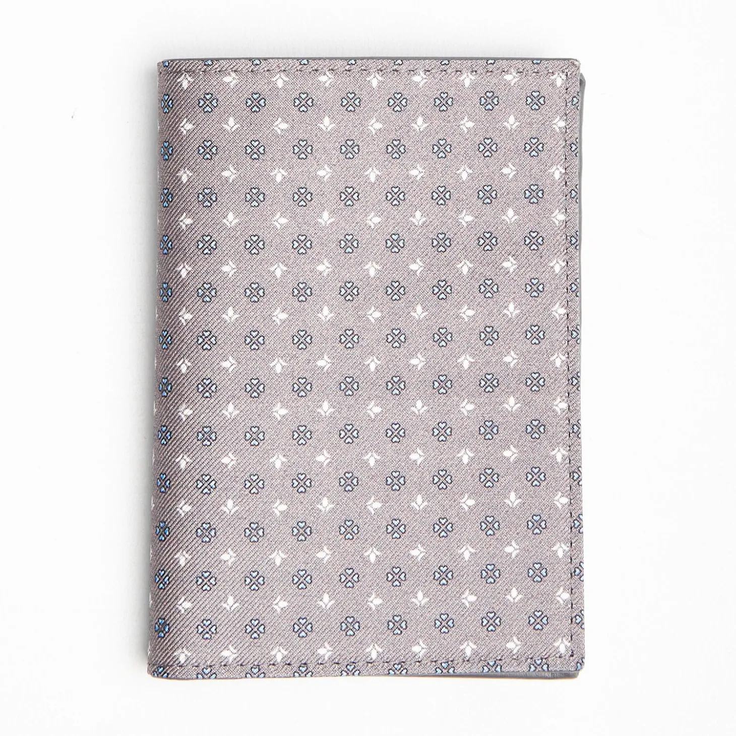 Light Grey Vertical Wallet In Silk And Leather