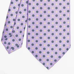 Lilac Sartorial Classic Silk Tie Small Flower Pattern