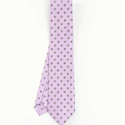 Lilac Sartorial Classic Silk Tie - Large Flower Pattern