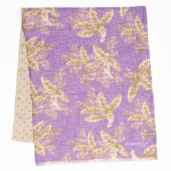 Liliac And Beige Wool And Silk Scarf