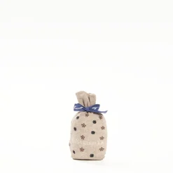 Long Beige Cotton Socks - Small Flower Pattern