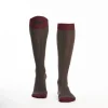 Long Bicolor Brown And Burgundy Cotton Socks - Solid Color