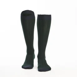 Long Bicolor Green And Blue Cotton Socks - Solid Color