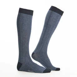 Long Bicolor Powder Blue Cotton Socks - Solid Color