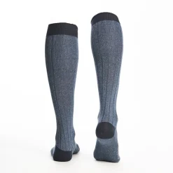 Long Bicolor Powder Blue Cotton Socks - Solid Color